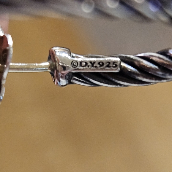 David Yurman Cable Twist Silver Hoop Earrings - Picture 6 of 10